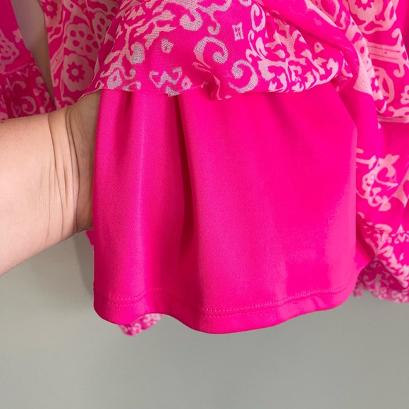 INC Blouse XL SWEET MEADOW Henna Emblem Ruffled Pullover 3/4 Sleeves Top Pink// - Picture 5 of 6